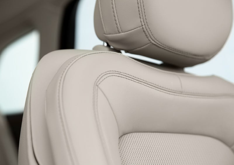 A detail shot of available leather-trimmed Perfect Position front seat shows off artistic details like luxe materials, precision stitching and supple curves | Bedford Lincoln PA in Bedford PA