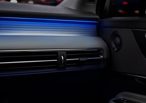 A thin available ambient blue lighting illuminates the pinstripe aluminum under an ebony dashboard, emitting a cool energy | Bedford Lincoln PA in Bedford PA