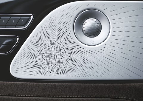 Two speakers of the available audio system are shown in a 2024 Lincoln Aviator® SUV | Bedford Lincoln PA in Bedford PA
