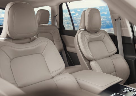 The interior of a 2024 Lincoln Aviator® SUV in the Sandstone interior color | Bedford Lincoln PA in Bedford PA