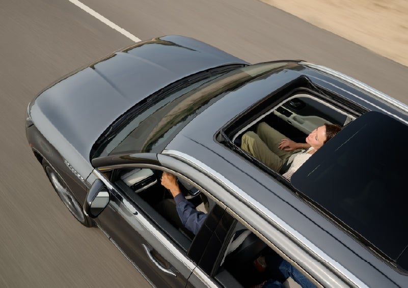 The available panoramic Vista Roof® of a 2027 Lincoln Aviator® SUV is open. | Bedford Lincoln PA in Bedford PA