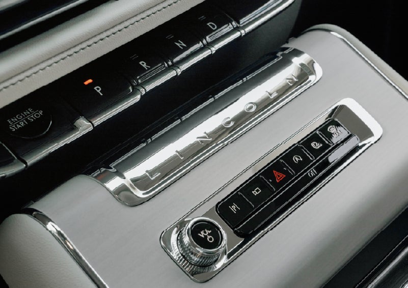 The piano key gear selector of a 2027 Lincoln Aviator® Back Label™ SUV. | Bedford Lincoln PA in Bedford PA